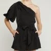 She She Boutique One Shoulder Romper - Black CLOTHING