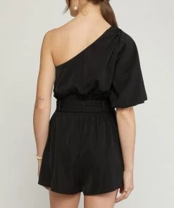 She She Boutique One Shoulder Romper - Black CLOTHING 9 She She Boutique One Shoulder Romper - Black CLOTHING