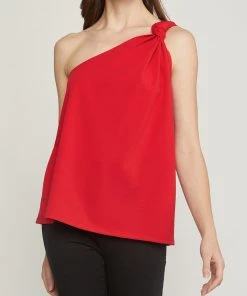 She She Boutique One Shoulder Top - Black OR Red CLOTHING