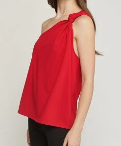 She She Boutique One Shoulder Top - Black OR Red CLOTHING