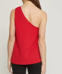 She She Boutique One Shoulder Top - Black OR Red CLOTHING