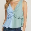 She She Boutique Color Block Sleeveless Top - Blue Combo CLOTHING