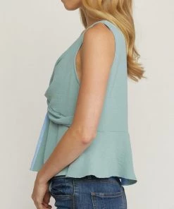 She She Boutique Color Block Sleeveless Top - Blue Combo CLOTHING