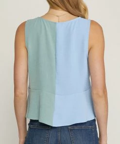 She She Boutique Color Block Sleeveless Top - Blue Combo CLOTHING