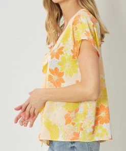 She She Boutique CLOTHING Floral Top - Orange Combo OR Pink Combo