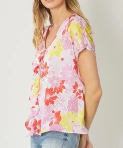 She She Boutique CLOTHING Floral Top - Orange Combo OR Pink Combo