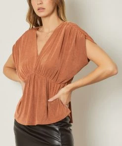 She She Boutique V-Neck Top - Black OR Spice