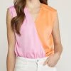 She She Boutique Color Block Bodysuit - Peach Combo CLOTHING