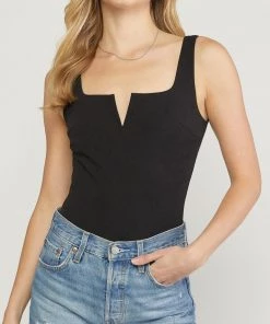 She She Boutique Square Neck Bodysuit - White OR Black CLOTHING