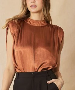 She She Boutique Satin Open Back Bodysuit With Tie - Cinnamon OR Black 11 She She Boutique Satin Open Back Bodysuit With Tie - Cinnamon OR Black