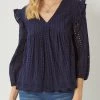 She She Boutique Eyelet Top - Navy OR Off White CLOTHING
