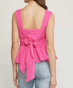 She She Boutique Tie Back Sleeveless Top - Pink OR White