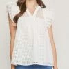 She She Boutique CLOTHING Grid Print Top - Off White, Black OR Pink 1 She She Boutique CLOTHING Grid Print Top - Off White, Black OR Pink