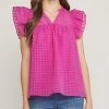 She She Boutique Grid Print Top - Orchid