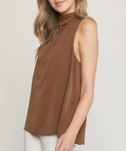 She She Boutique Sleeveless Top - Forest OR Dark Brown