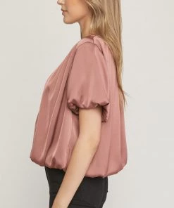 She She Boutique Satin Top - Cocoa
