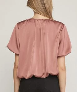 She She Boutique Satin Top - Cocoa