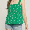 She She Boutique Floral Tie Back Top - Green CLOTHING 1 She She Boutique Floral Tie Back Top - Green CLOTHING