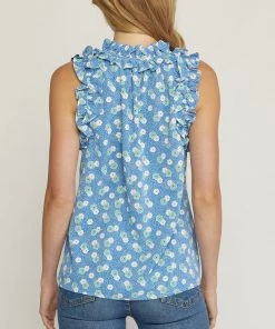 She She Boutique Floral Sleeveless Top - Royal