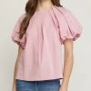 She She Boutique Puff Sleeve Top - Pink CLOTHING