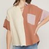 She She Boutique Color Block Top - Clay Combo