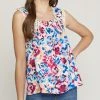 She She Boutique CLOTHING Floral Sleeveless Top - Blue Combo