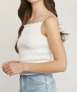 She She Boutique CLOTHING Smocked Sleeveless Top - Off White