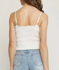 She She Boutique CLOTHING Smocked Sleeveless Top - Off White