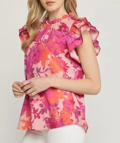 She She Boutique Floral Top - Peach CLOTHING
