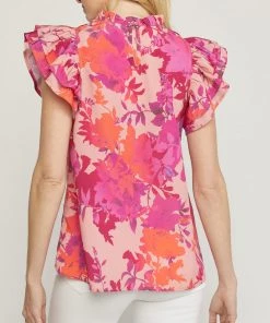 She She Boutique Floral Top - Peach CLOTHING