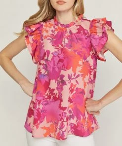 She She Boutique Floral Top - Peach CLOTHING