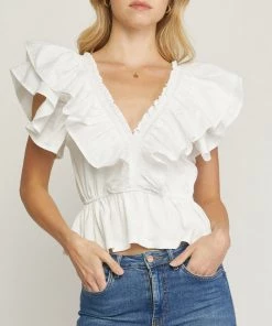 She She Boutique Ruffled Top - Off White