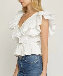 She She Boutique Ruffled Top - Off White