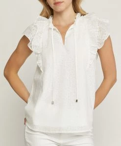 She She Boutique CLOTHING Tonal Floral Top - White