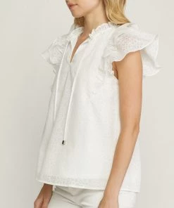 She She Boutique CLOTHING Tonal Floral Top - White