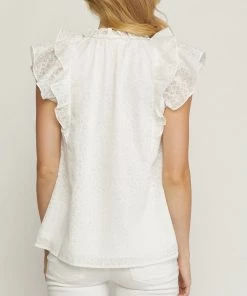 She She Boutique CLOTHING Tonal Floral Top - White