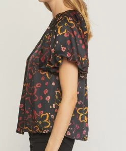 She She Boutique Floral Print Top - Black NEW ARRIVALS