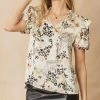 She She Boutique Satin Print Top - Natural