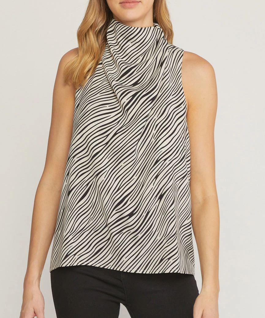 She She Boutique Zebra Print Sleeveless Top - Ivory CLOTHING 3 She She Boutique Zebra Print Sleeveless Top - Ivory CLOTHING