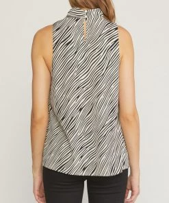 She She Boutique Zebra Print Sleeveless Top - Ivory CLOTHING 9 She She Boutique Zebra Print Sleeveless Top - Ivory CLOTHING