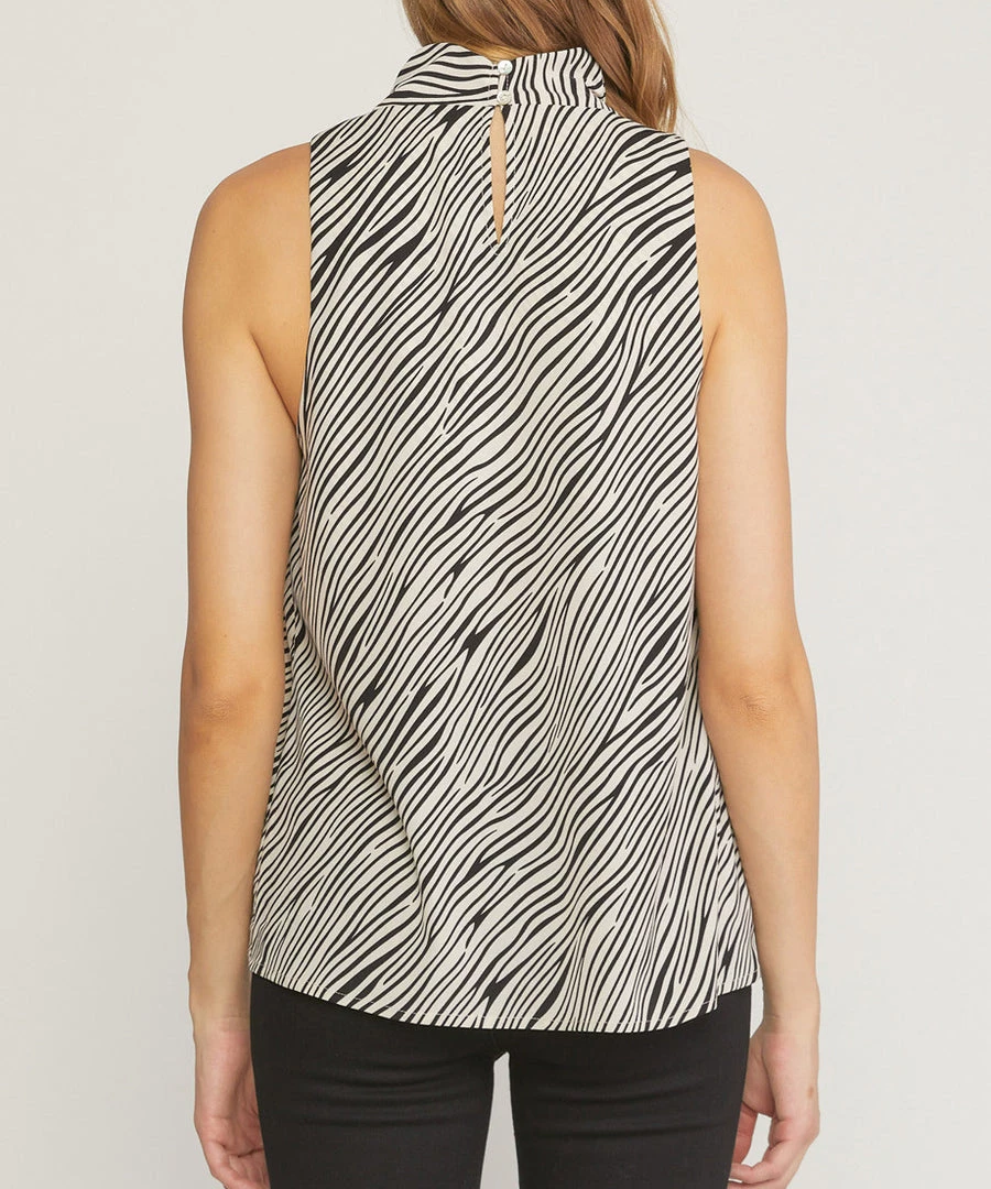 She She Boutique Zebra Print Sleeveless Top - Ivory CLOTHING 6 She She Boutique Zebra Print Sleeveless Top - Ivory CLOTHING