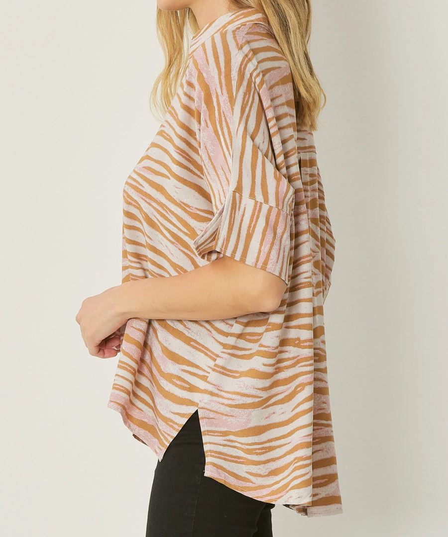 She She Boutique NEW ARRIVALS Zebra Print Top - Camel 5 She She Boutique NEW ARRIVALS Zebra Print Top - Camel