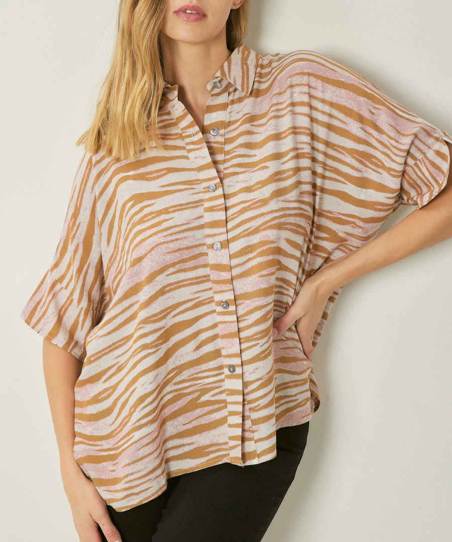 She She Boutique NEW ARRIVALS Zebra Print Top - Camel 3 She She Boutique NEW ARRIVALS Zebra Print Top - Camel