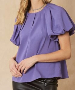 She She Boutique Bubble Sleeve Top - Purple Haze OR Black
