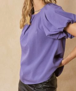 She She Boutique Bubble Sleeve Top - Purple Haze OR Black