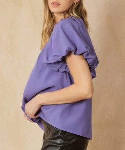 She She Boutique Bubble Sleeve Top - Purple Haze OR Black