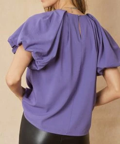 She She Boutique Bubble Sleeve Top - Purple Haze OR Black
