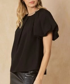 She She Boutique Bubble Sleeve Top - Purple Haze OR Black