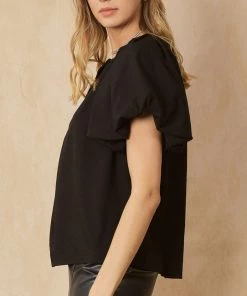 She She Boutique Bubble Sleeve Top - Purple Haze OR Black