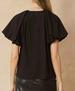 She She Boutique Bubble Sleeve Top - Purple Haze OR Black